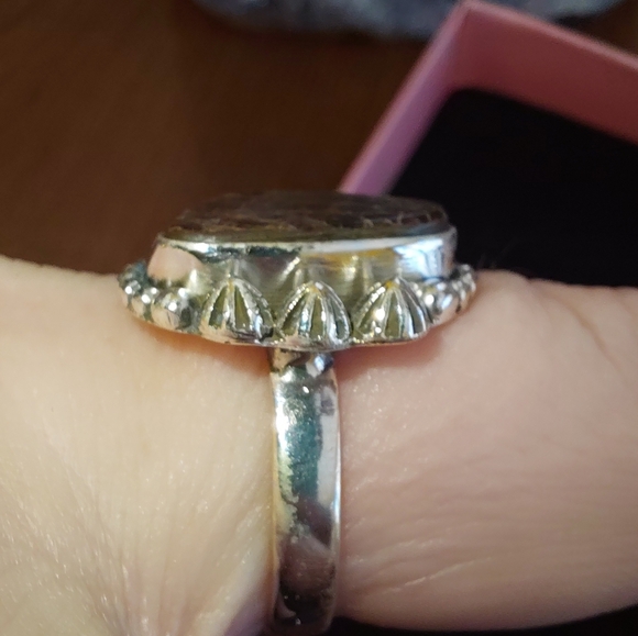 Iridescent Ammolite Silver Statement Ring Size 8.5 - Picture 10 of 15
